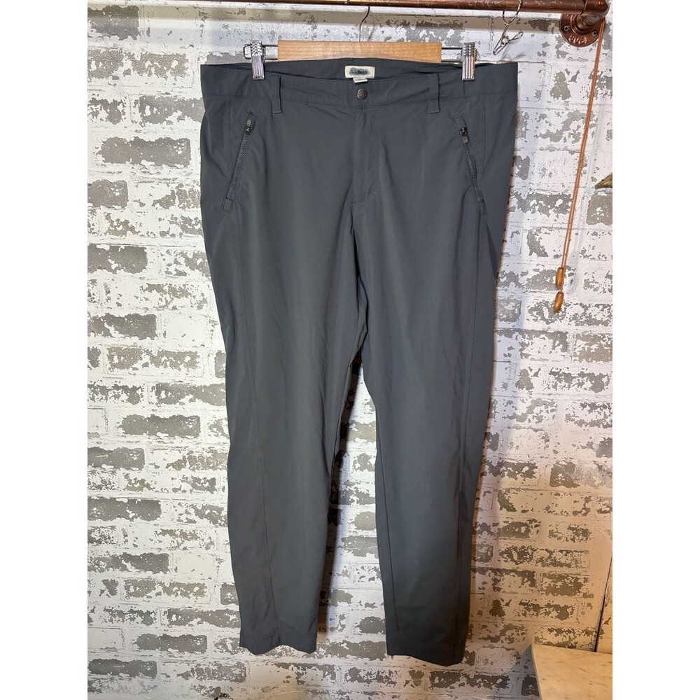Womens L.L. Bean Hiking Pants Size 14 Gray Nylon Zip Pocket Athletic Outdoor